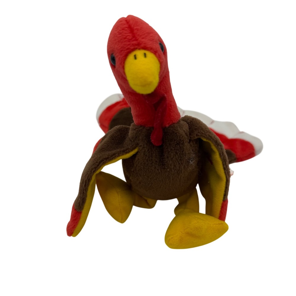 Ty Beanie Babies Gobbles the Turkey Plush Brown Red 1996 Retro Toy With‎ Tags